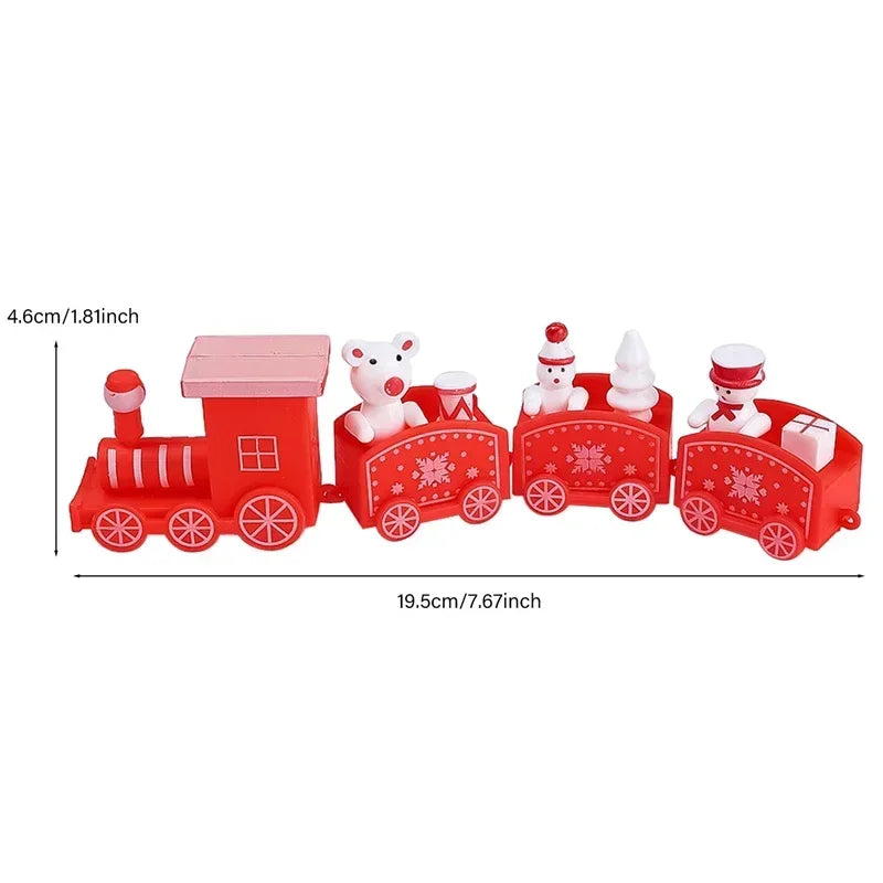 Wooden Train Christmas Ornaments Santa Cake Decoration