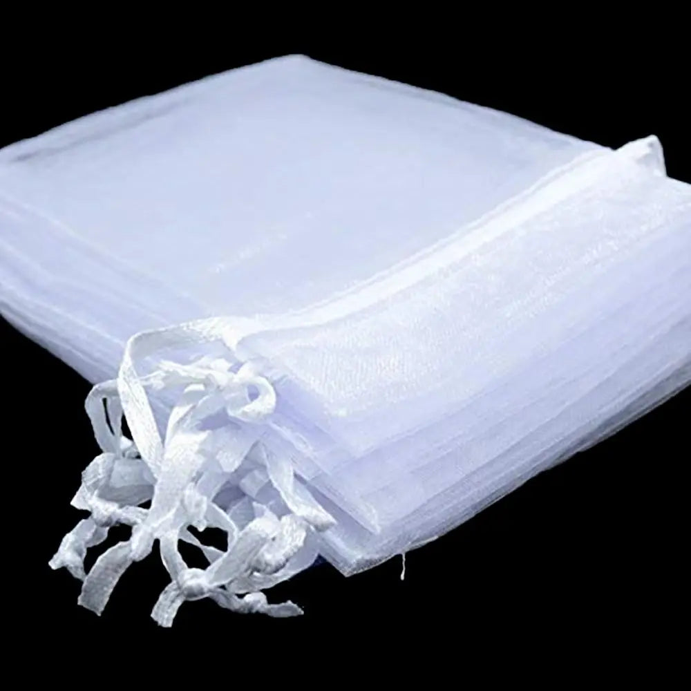 Bolsas blancas de organza con cordón ajustable (25/50 unidades) para regalo