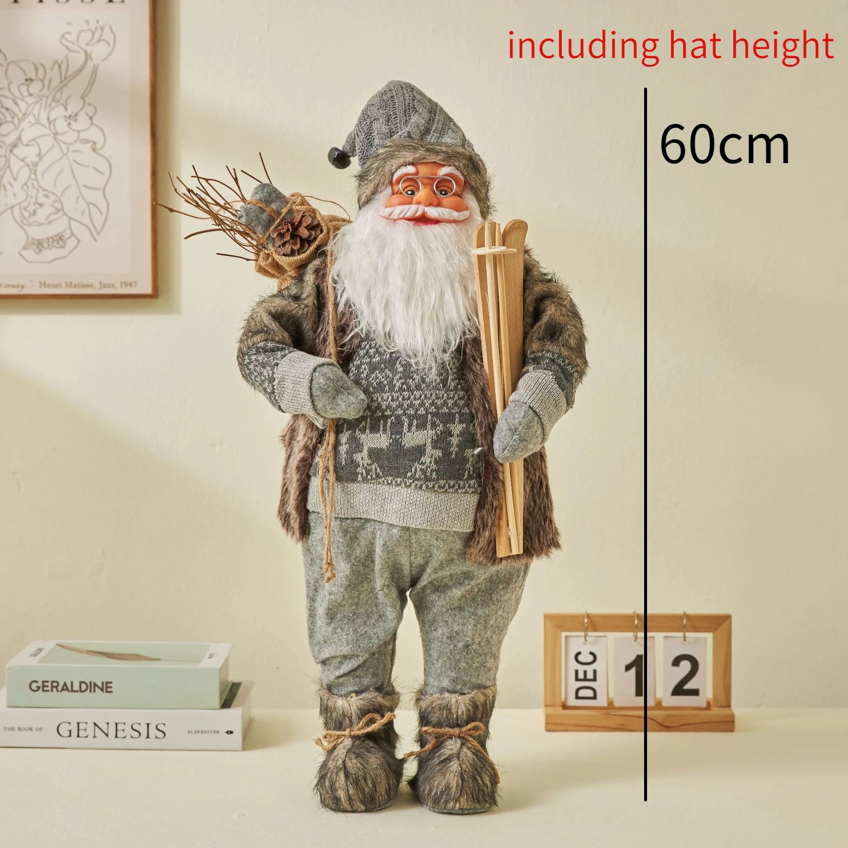 Grandi bambole di Babbo Natale decorative da 60 cm, Babbo Natale in piedi.