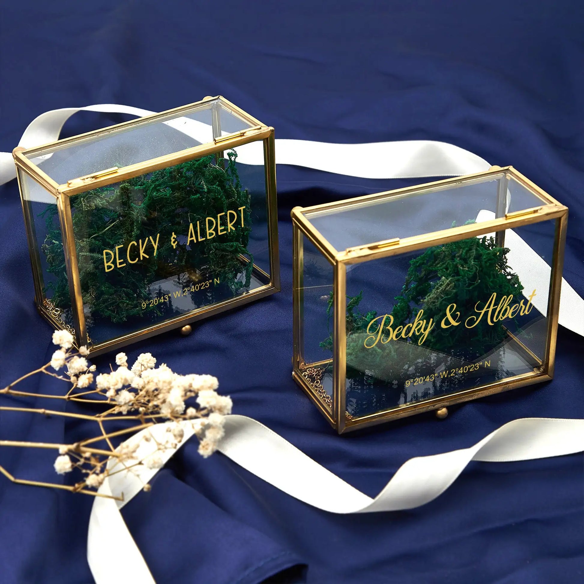 Scatola per anello rettangolare in vetro personalizzata, solo scatola