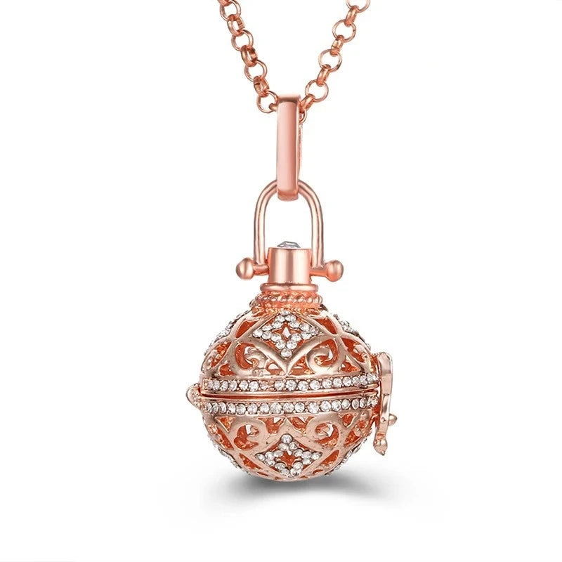 Collana con medaglione con campanellino musicale e chiamata a sfera degli angeli, collana vintage per la gravidanza.