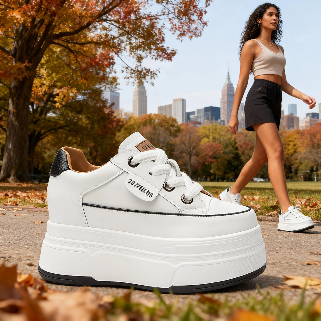 Fujin platform sneakers for women Genuine Leather
