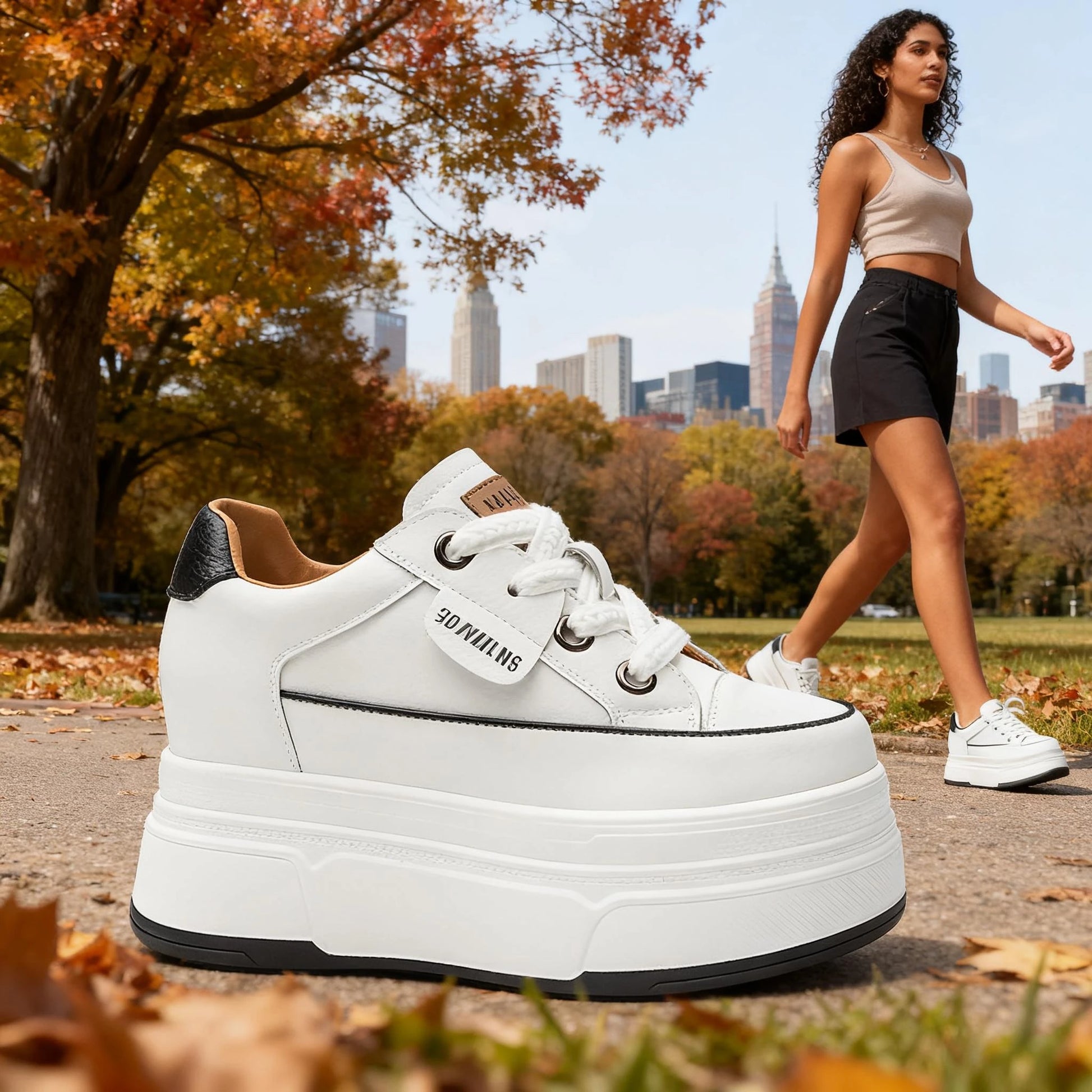 Sneakers con plateau Fujin da donna in vera pelle