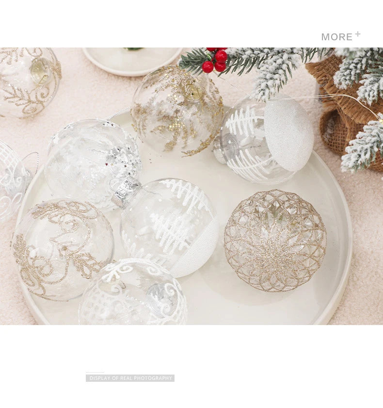 Juego de bolas navideñas para fiestas irrompibles transparentes de 8 cm.