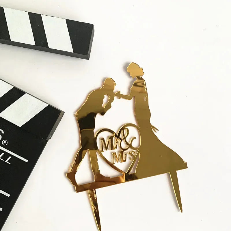 Decorazione romantica per torta in acrilico con scritta "Love Black Gold".