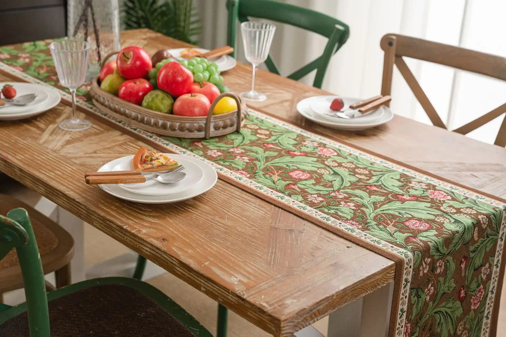 Plant Flower Table Runner with Tassels Jacquard Living Room