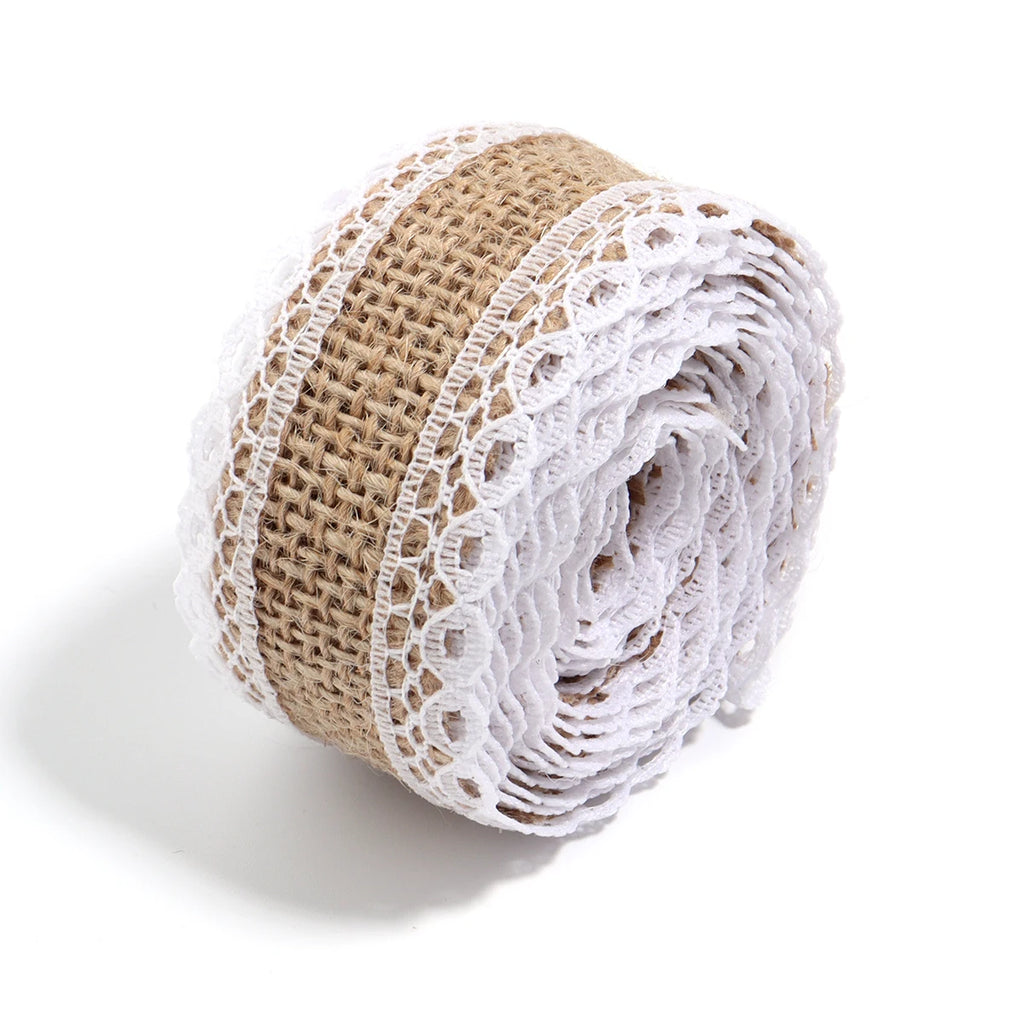 Natural ﻿Lace Linen Jute Ribbons 2 yards/roll.