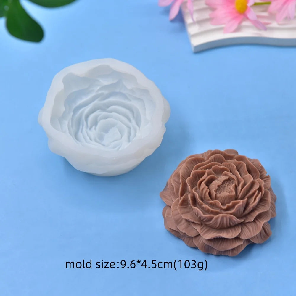 Peony Candle Silicone Mold Size: 9.6*4.5cm