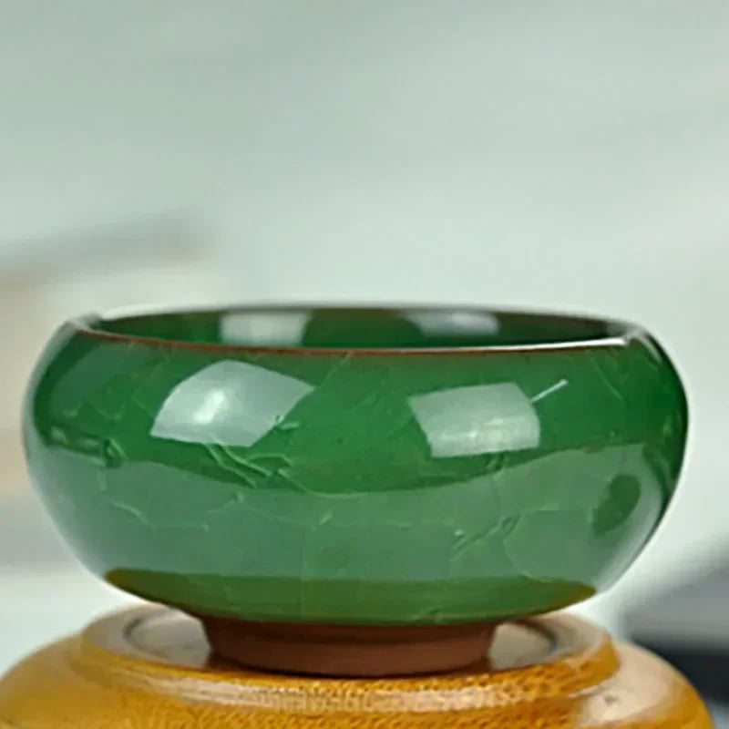 Portacandele in ceramica fatto a mano con motivo a crepe di ghiaccio