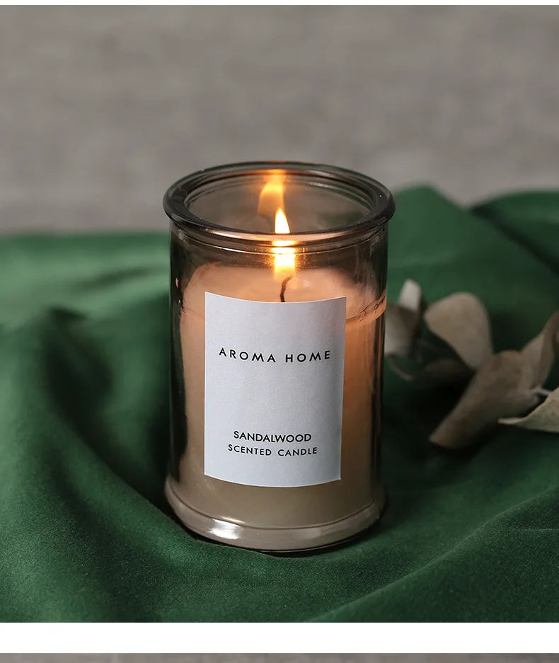 Candela profumata in barattolo di vetro vintage, cera di soia, aromaterapia