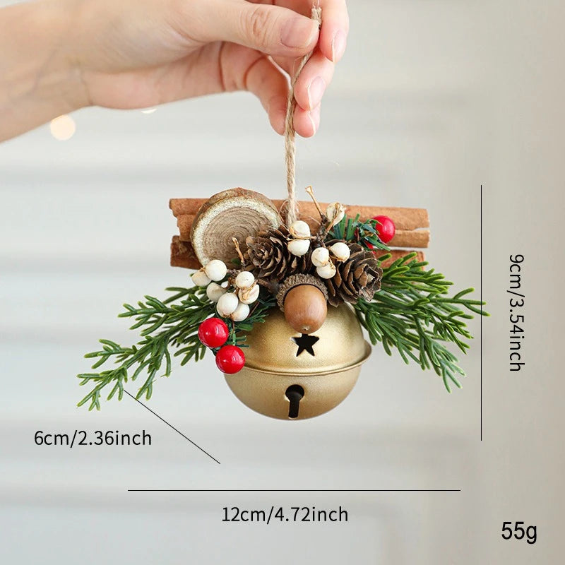 Christmas bells antlers bows pinecones Christmas tree.