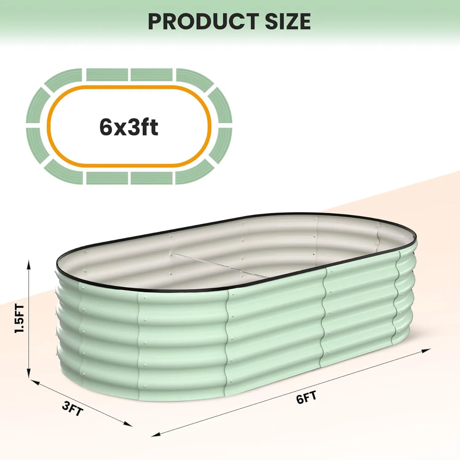 Oval Galvanized Raised Garden Bed Deep Root Planter Box.