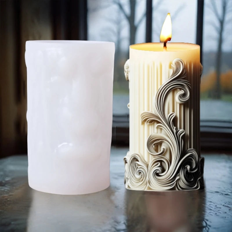 Silicone Mold Flower Lavender Gypsum Cylindrical Candle Making