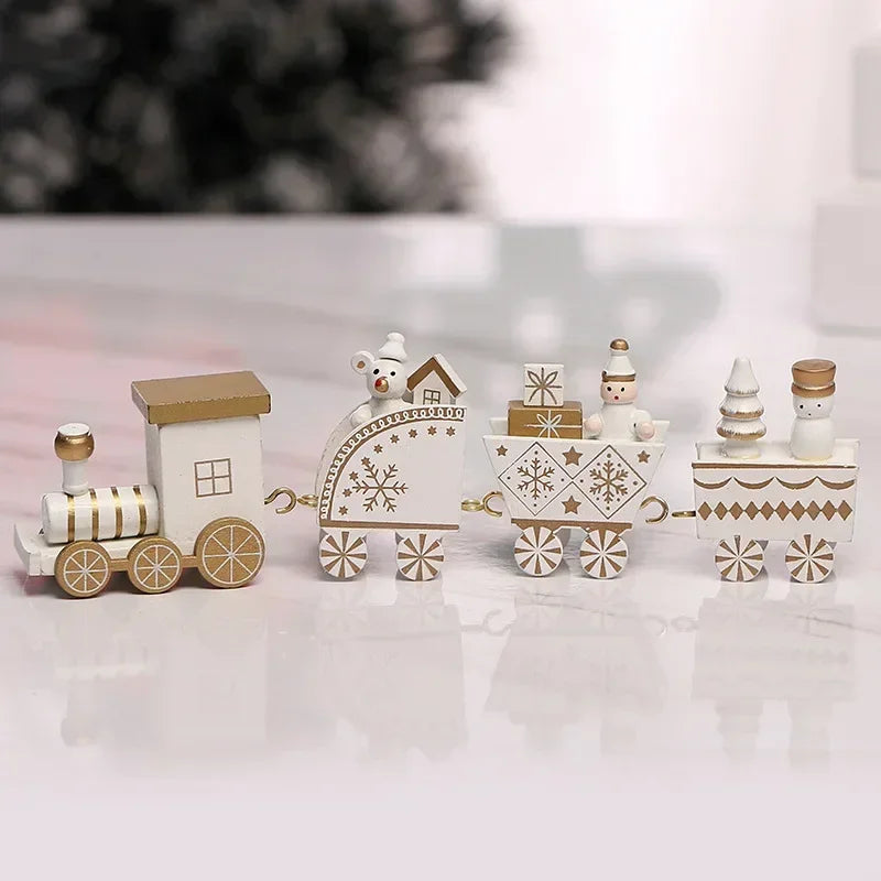 Wooden Train Christmas Ornaments Santa Cake Decoration