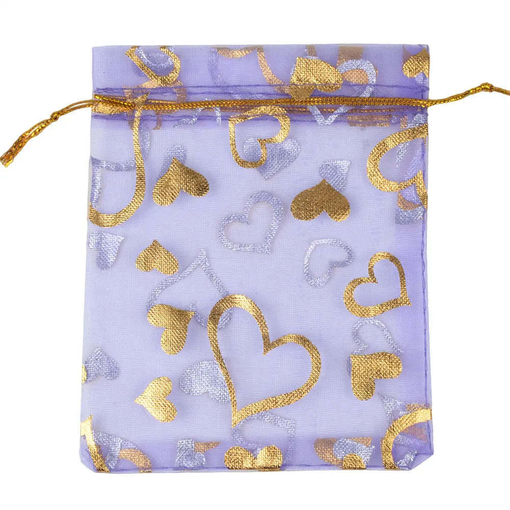 Love Heart Organza Pouches For Events 50pcs
