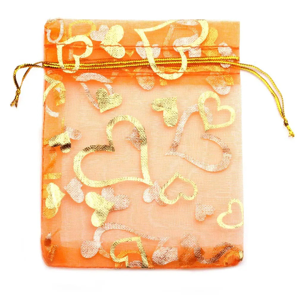 Love Heart Organza Pouches For Events 100 Pcs.