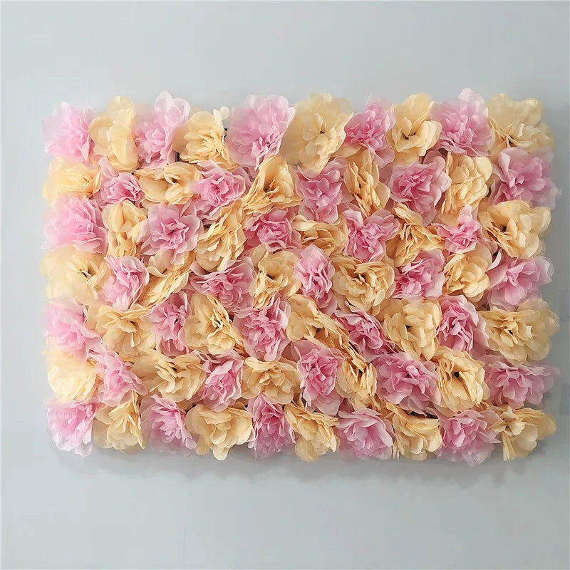 Sfondo decorativo per pareti con fiori artificiali di rose di seta rosa