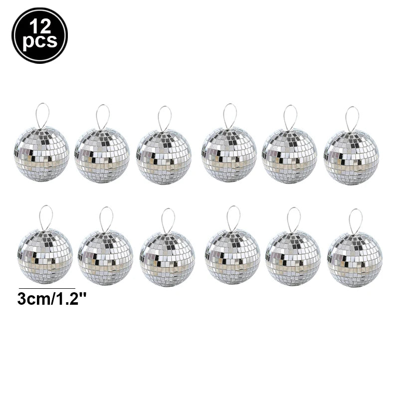 Palla da discoteca a specchio, decorazione per feste anni '70, riflettente, da appendere, 2-10 cm