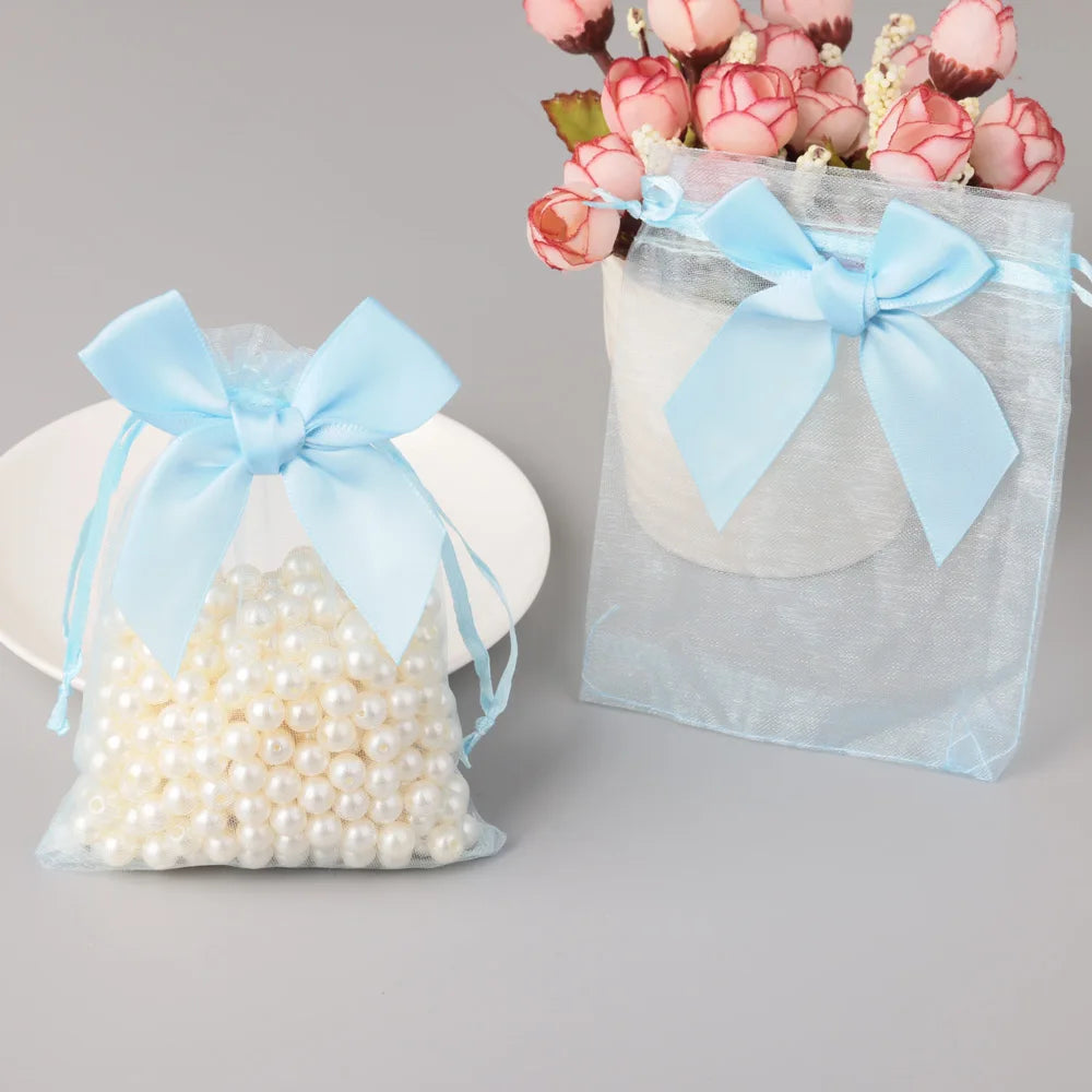 Organza Gift Bag Bow knot Drawstring Pouch.