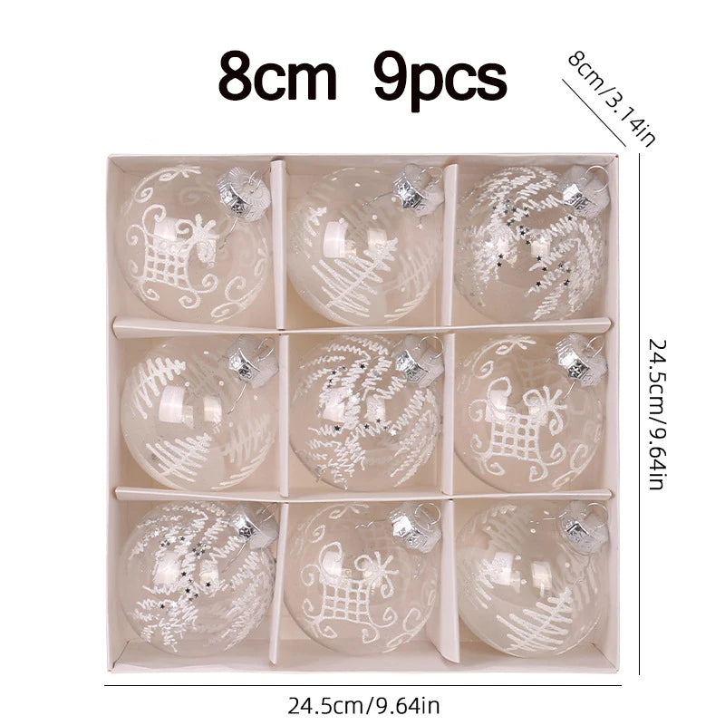 Juego de bolas navideñas para fiestas irrompibles transparentes de 8 cm.