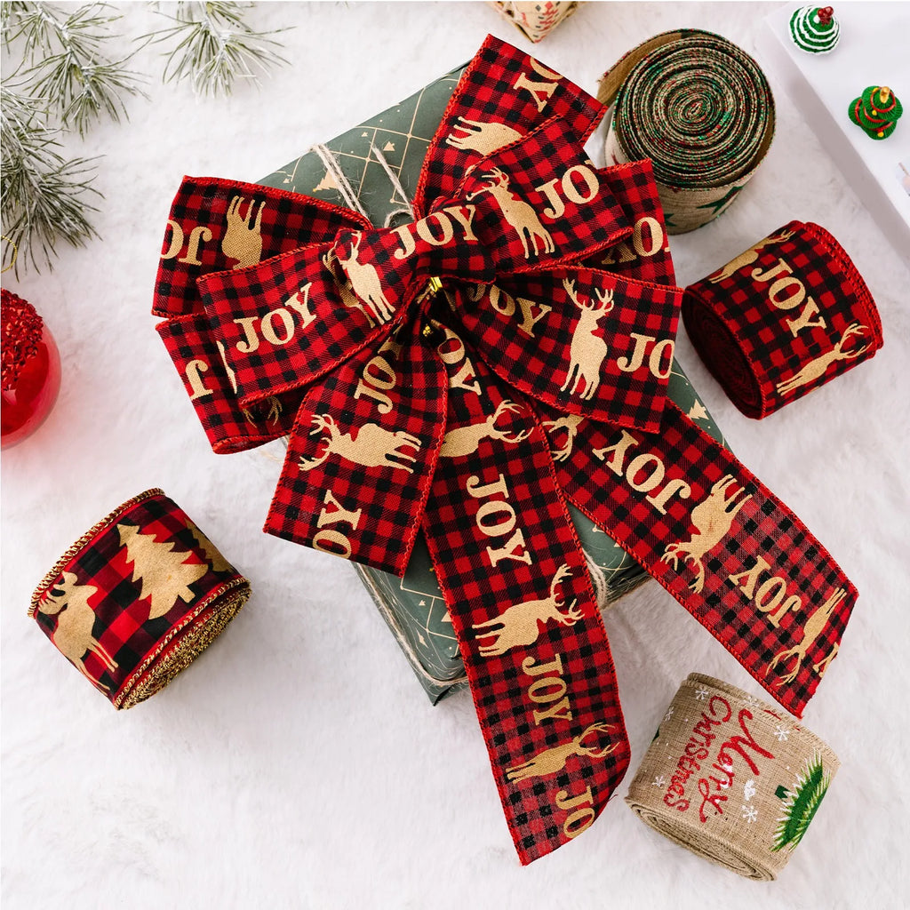 Christmas Fabric Ribbon Burlap Wreat Gift.