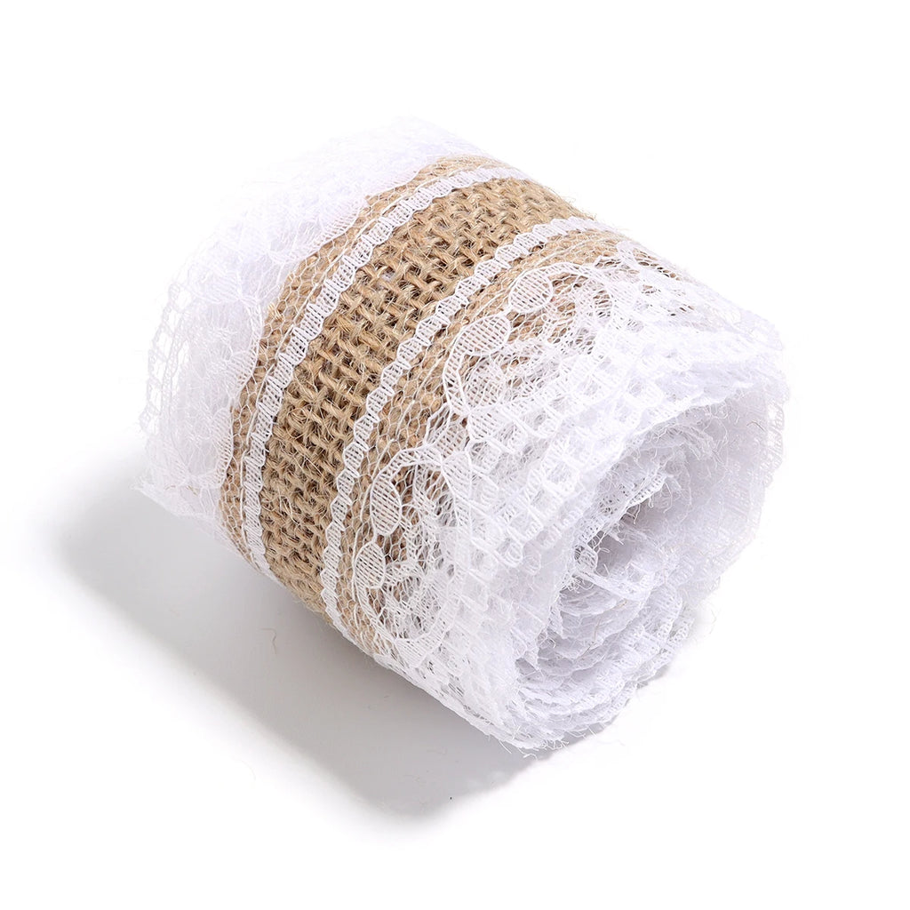 Natural ﻿Lace Linen Jute Ribbons 2 yards/roll.