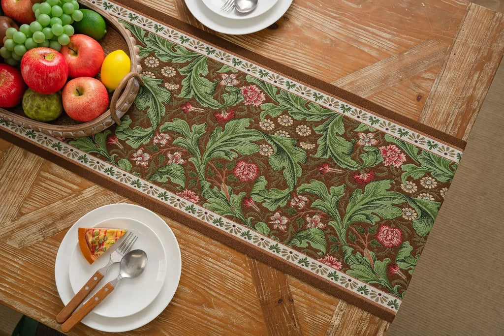 Plant Flower Table Runner with Tassels Jacquard Living Room