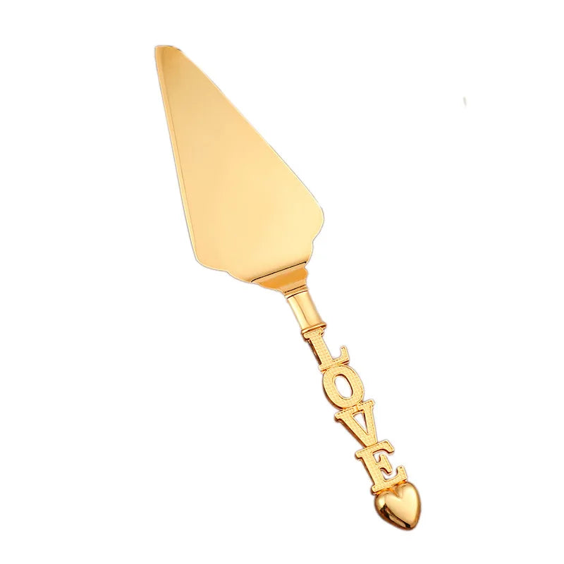 Set di coltelli e posate retrò dorati LOVE, 2 pezzi, set regalo di nozze