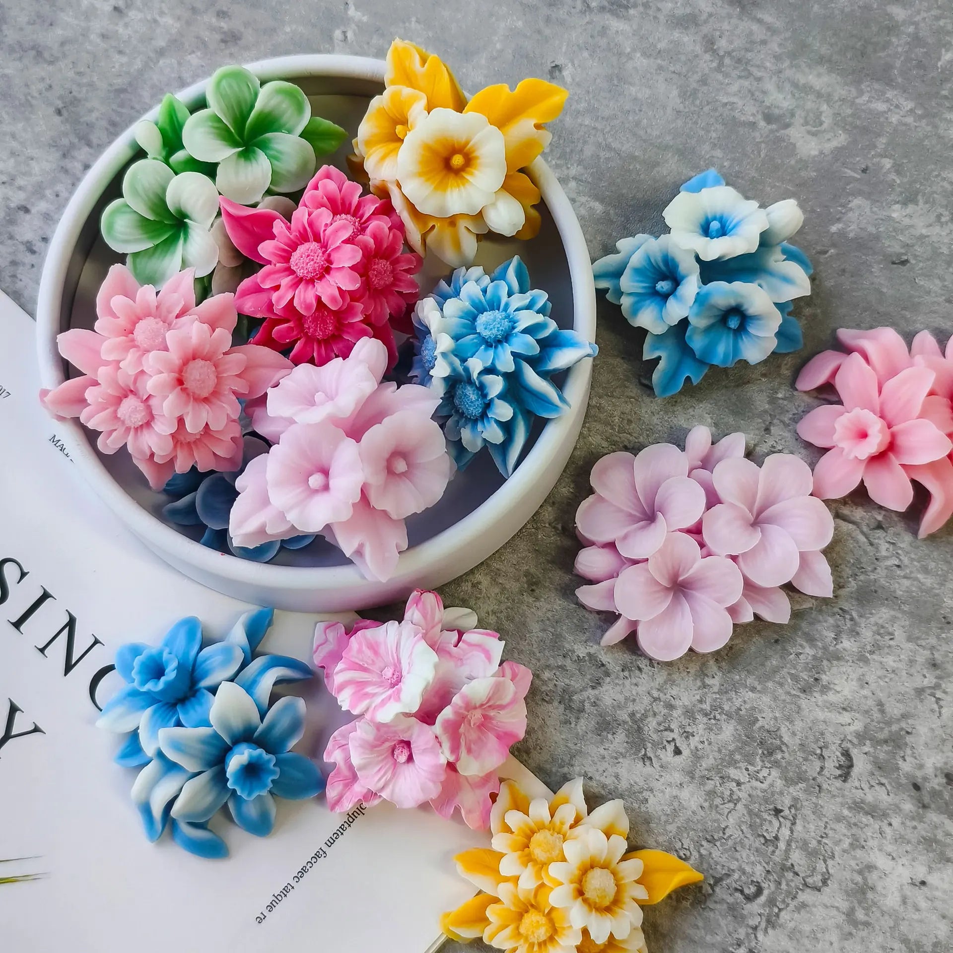 Stampo in silicone a forma di fiore per candele fai da te per aromaterapia