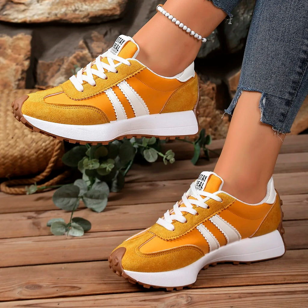 New Style Elegant Lace Up Casual Shoes Women Thick Sole Anti Slip
