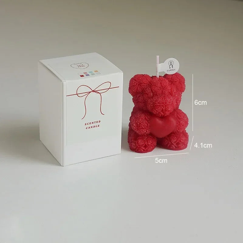 Vela de oso romántica y linda de cera de soja, aromaterapia, pequeña y perfumada