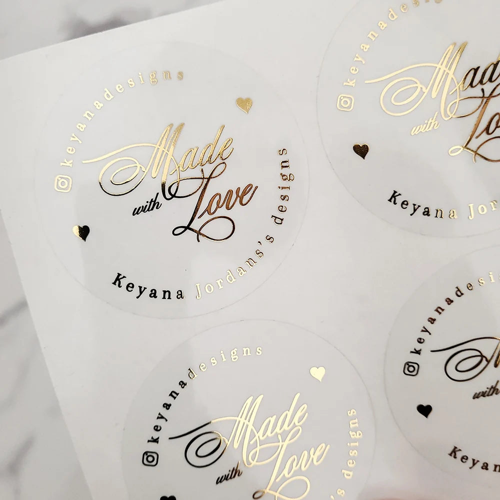 Gold Foil Clear Label Stickers Ideal For All Event Stationery.