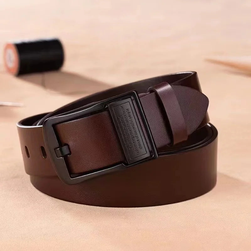 New Leather Cowhide Men's Belt  Metal Alloy Pin Buckle.