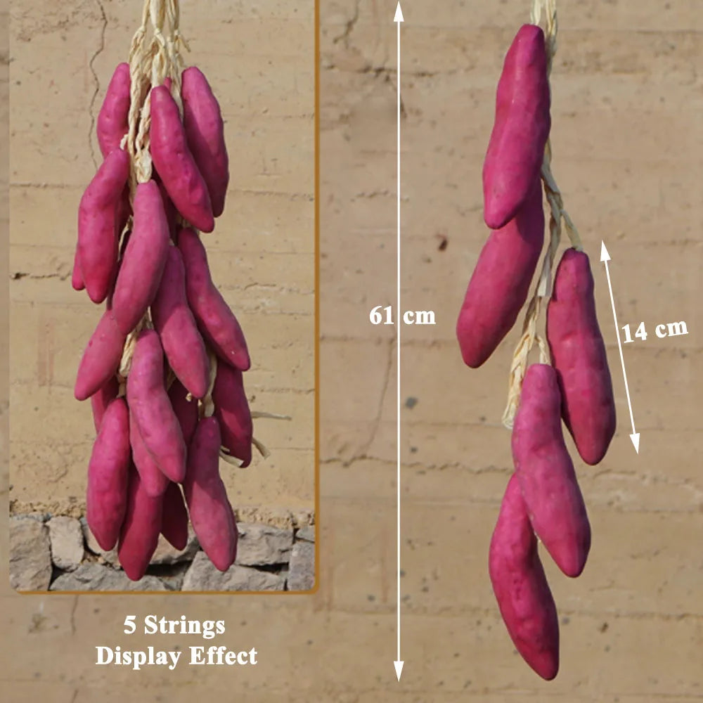 Künstliche Schnüre bilden verschiedene Gemüse- und Obstsorten nach.