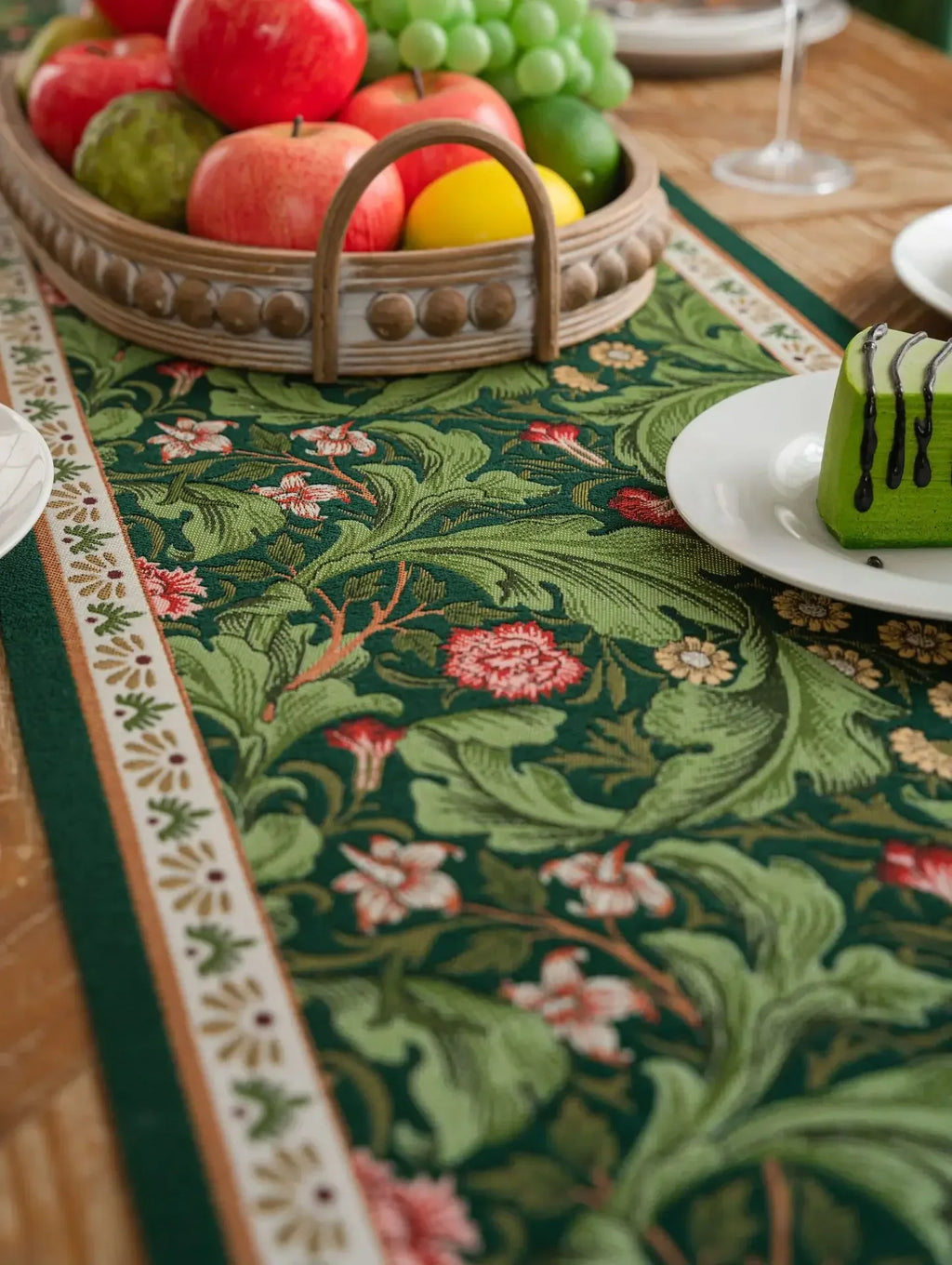 Plant Flower Table Runner with Tassels Jacquard Living Room