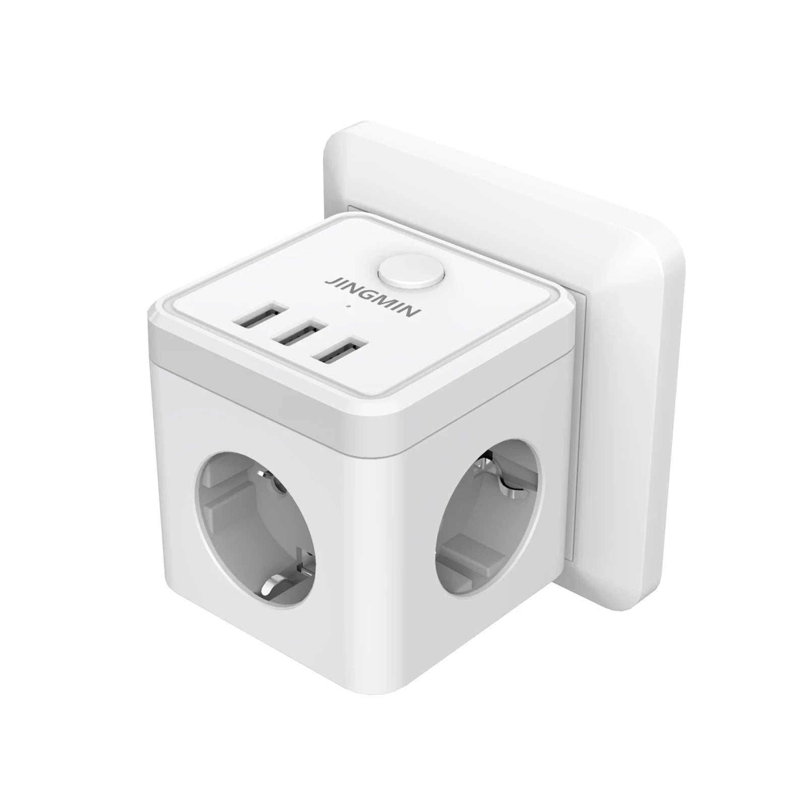 Prolunga per presa a muro con interruttore, 3 prese, 2 porte USB A e 1 porta di tipo C, cubo portatile