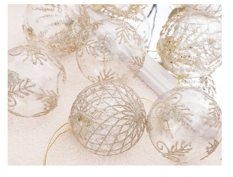 Juego de bolas navideñas para fiestas irrompibles transparentes de 8 cm.