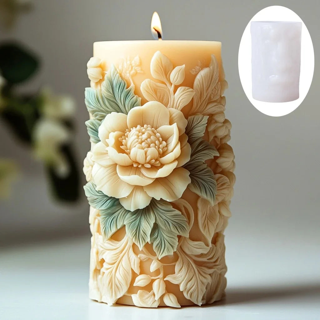Large Peony flower ball rose candle silicone mold