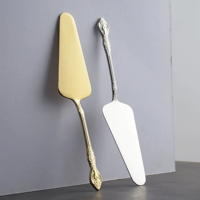 Cake Knife And Server Set,2 PCS Gold Cake Cutting Utensils Made By KONCO.