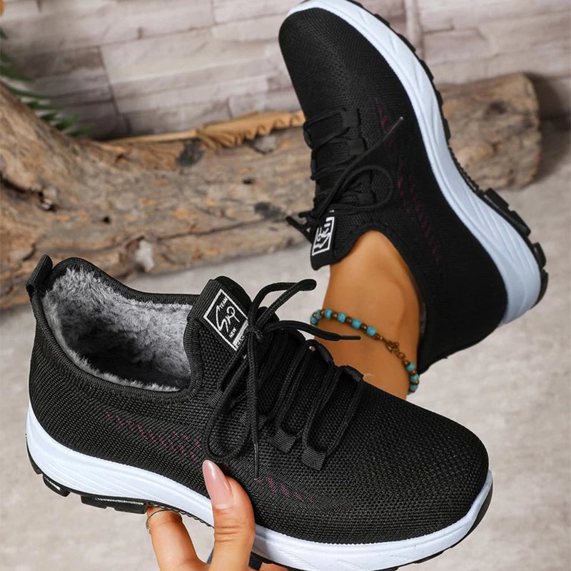Sneakers calde con fodera in pile per donna, comode e leggere, invernali