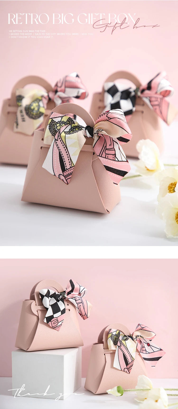 Mini bolso de mano de cuero con lazo (5 unidades)