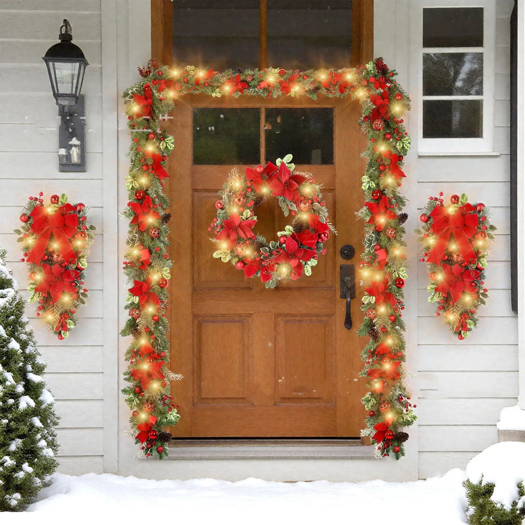 Christmas Wreath for Front Door Window Artificial Wreath Garland.