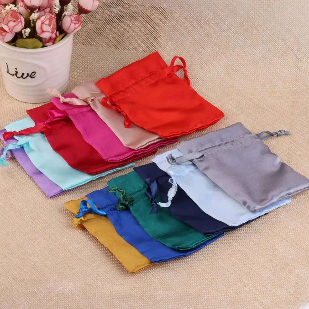 Satin Drawstring Pouch For Packing Gift Bag.