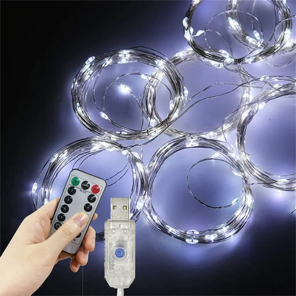 Luces navideñas fiesta cumpleaños decoración de pared LED 8 modos 3/6M.