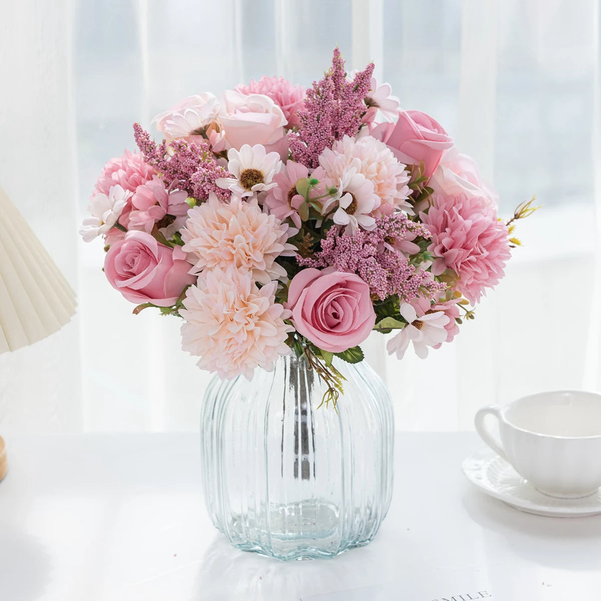 1/4 Stück künstliche Blumen, günstige Neujahrsdekorationen, Hochzeit, Garten, Pfingstrosenbogen, Weihnachten, Zuhause, künstliche Seidenrosen, Hortensien, Vase, DIY