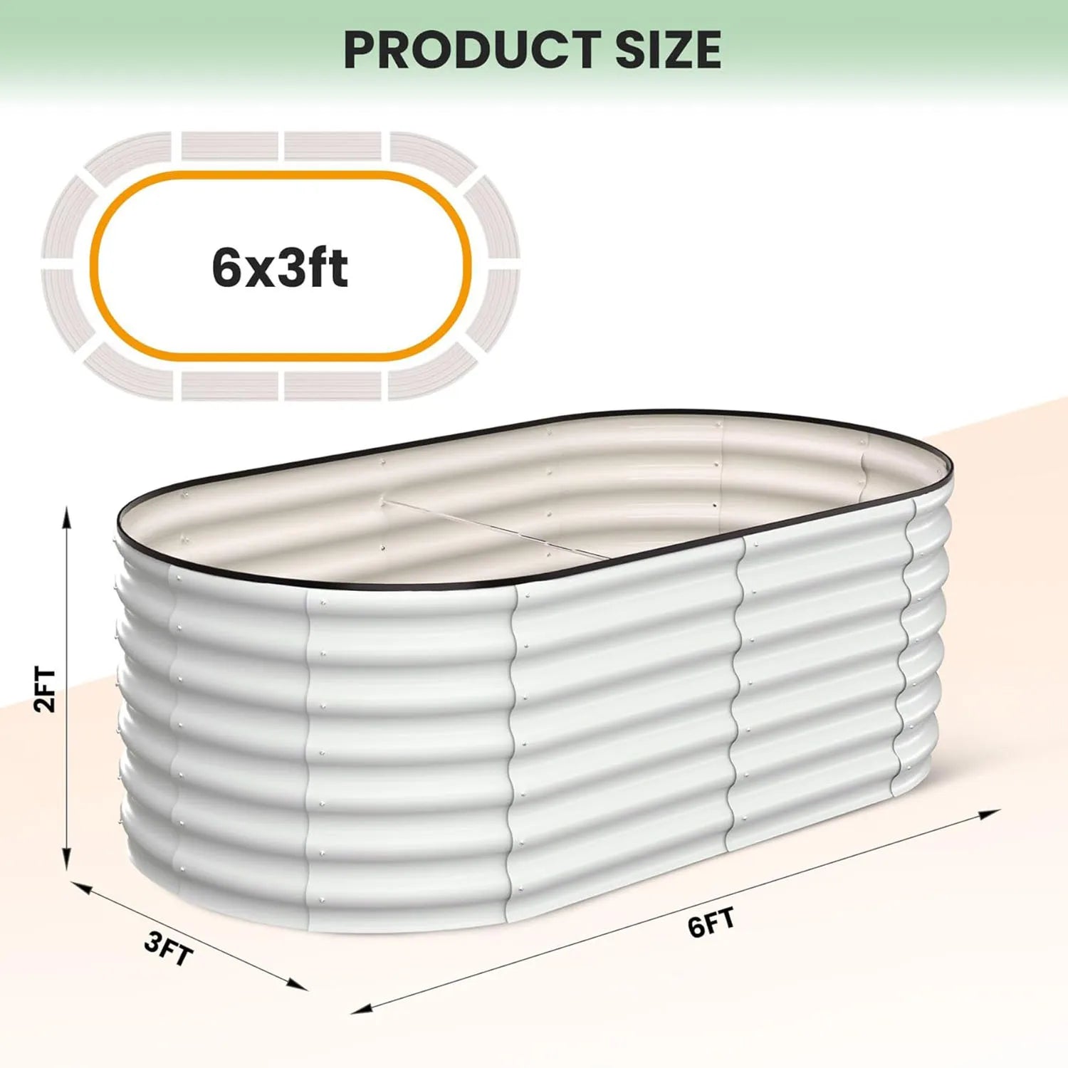 Oval Galvanized Raised Garden Bed Deep Root Planter Box.