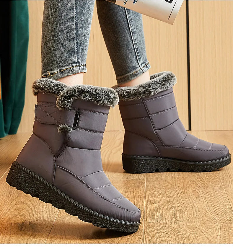 Woman Winter Boots Ankle Low Heels Botas Mujer Waterproof Snow Boots