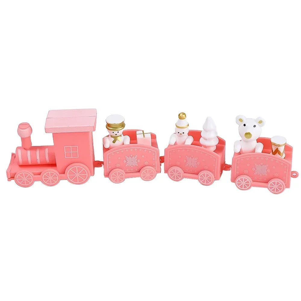 Wooden Train Christmas Ornaments Santa Cake Decoration