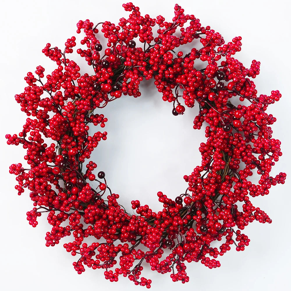 Christmas Red Berry Wreath for Front Door Outside Handmade.