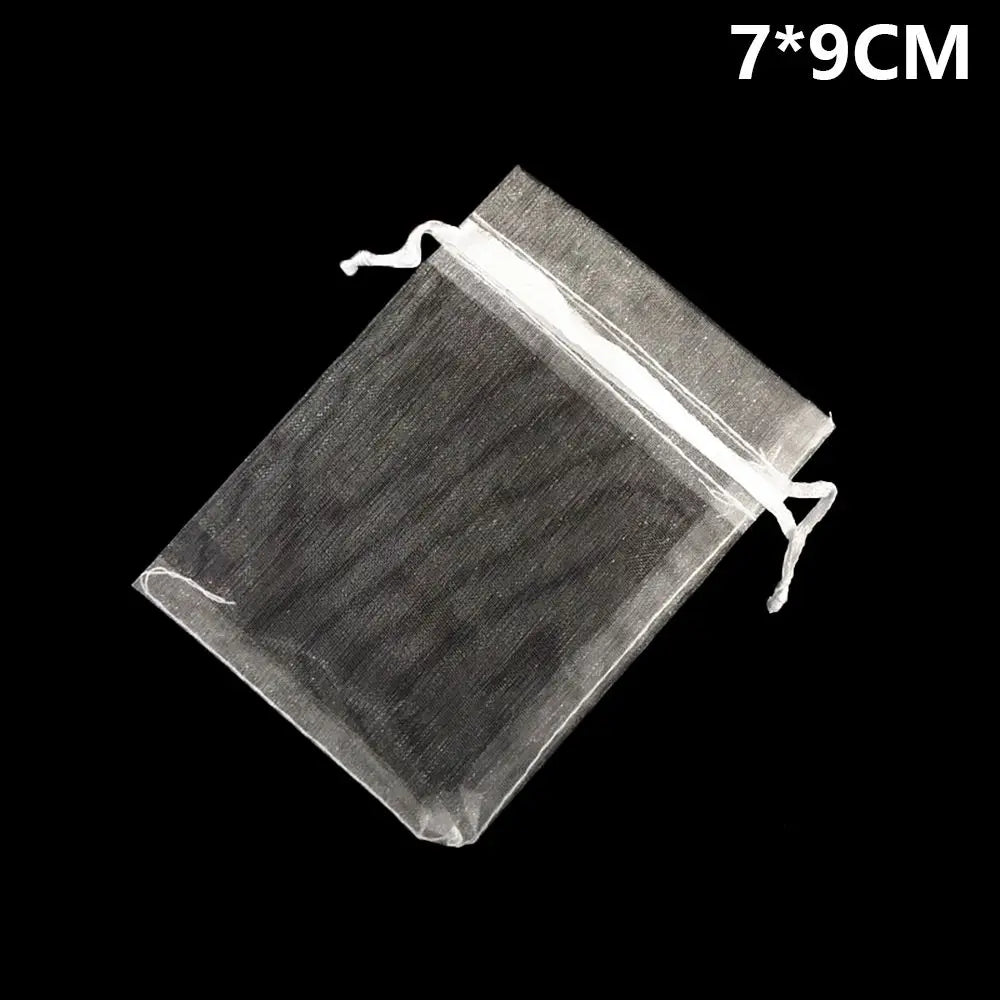 Bolsas blancas de organza con cordón ajustable (25/50 unidades) para regalo